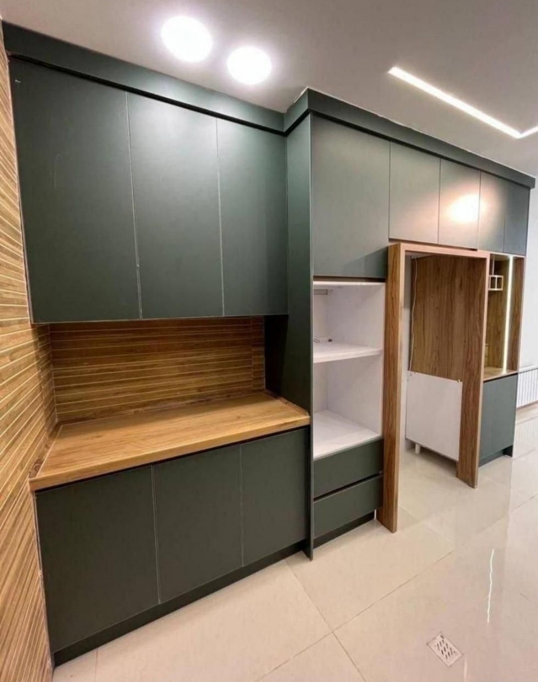 کابینت سبز سوپرمات آنتی فینگر با کافی بار طراحی جدید کدas۳۱۰