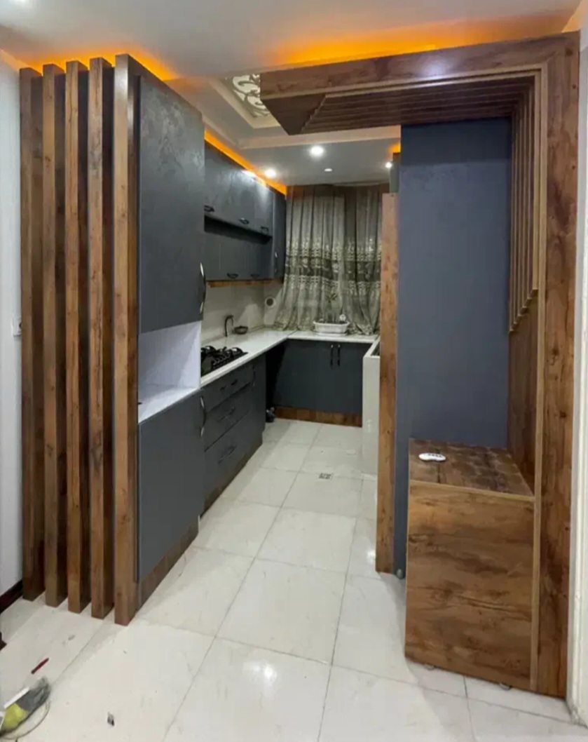 کابینت طرح دار دورنگ با ترمو وود کد df ۳۷۷
