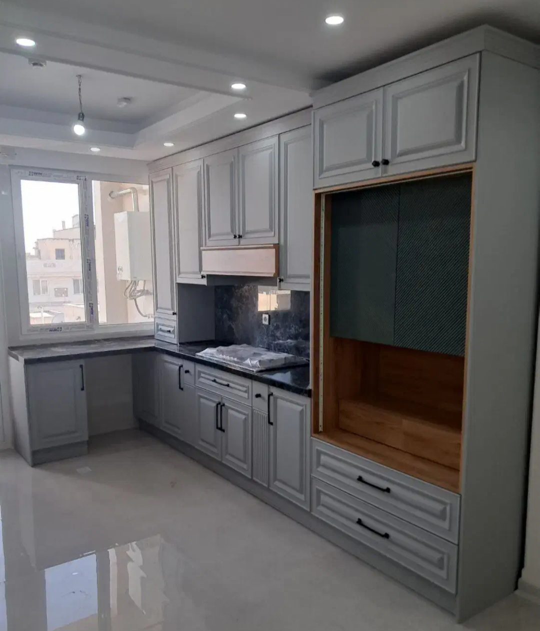 کابینت نئوکلاسیک طوسی باکافی بار جدید کدKa۳۸۵