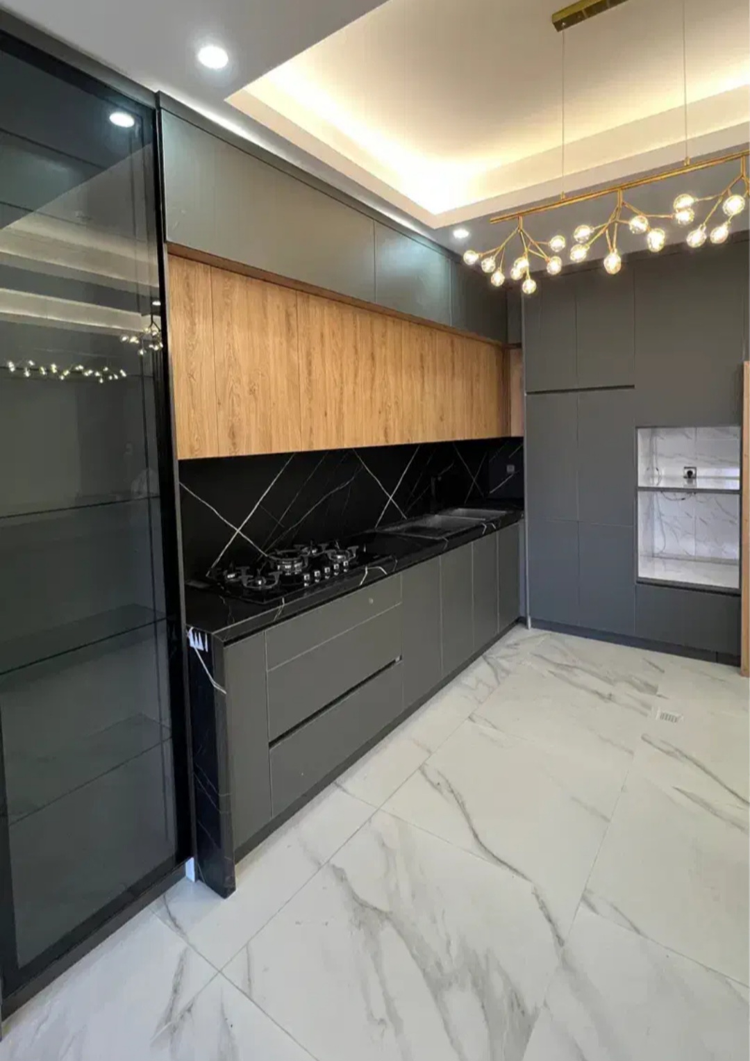 کابینت مات وام دی اف طرح چوب دو رنگ دوپله AGT  ۴۱۲