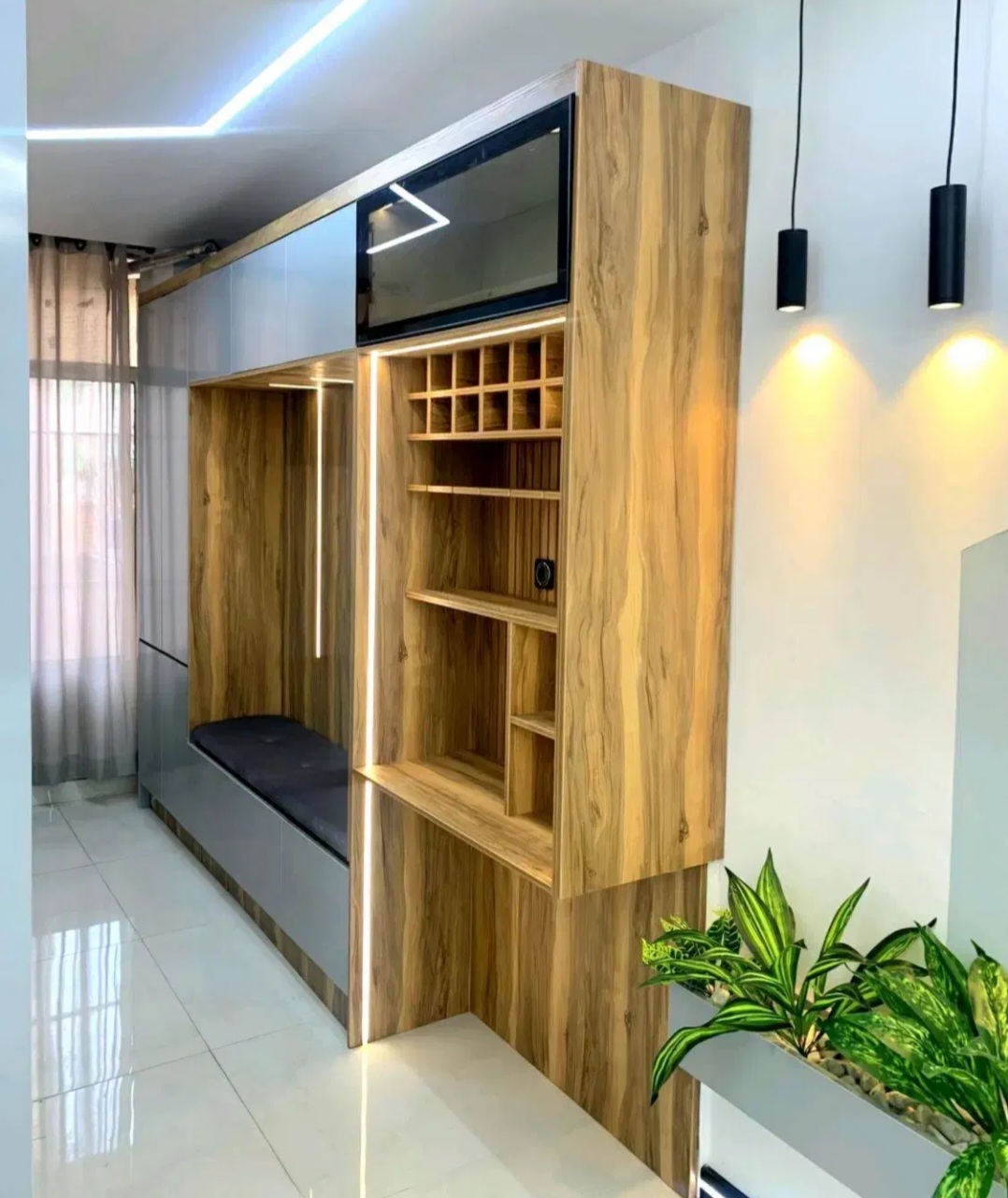 کابینت هایگلاس وام دی اف با کافی بار ونیمکت سفارشی ساخت دررنگبندی وطراحی اختصاصی نصب تهران و حومه کد۷۳۸