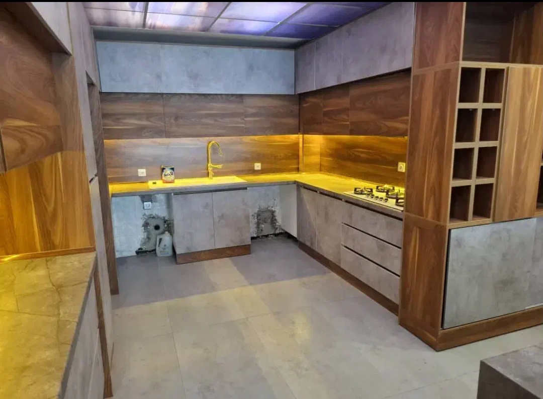کابینت سفارشی ام دی اف دو رنگ درطراحی ورنگبندی سفارشی ساخت بی واسطه کد۵۶۳۳